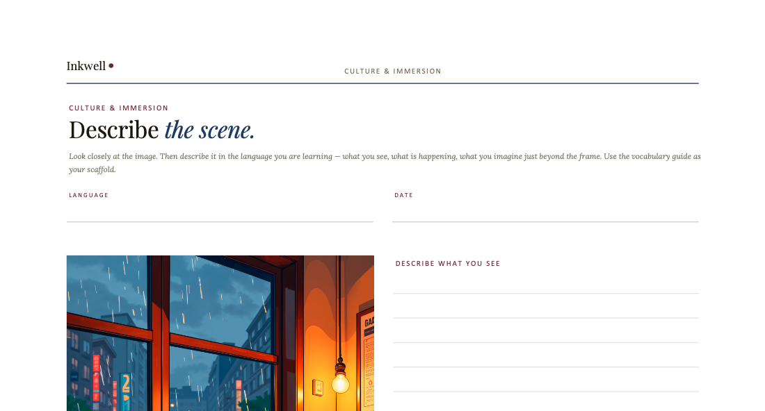 Describe the Scene: A Visual Description Worksheet