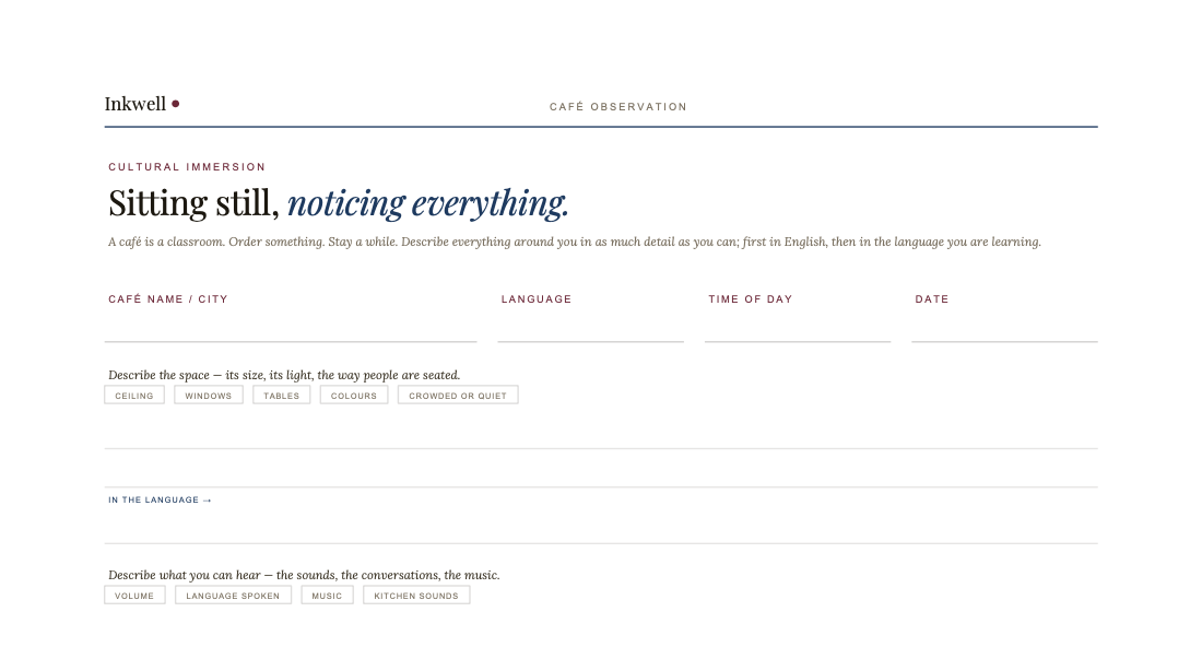 Café Observation: A Language Practice Worksheet