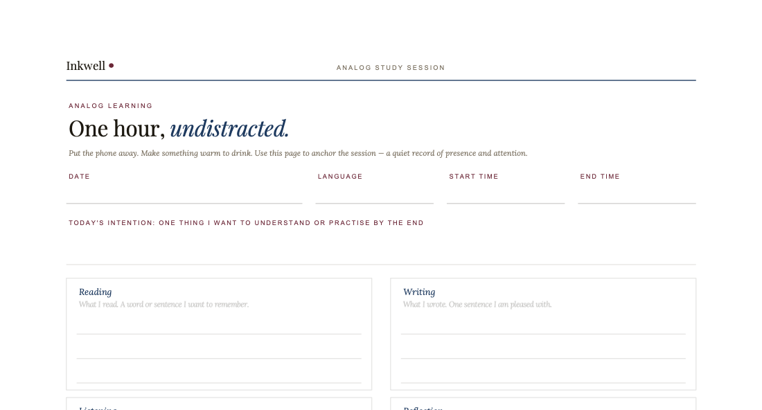 Analog Language Study Session Guide